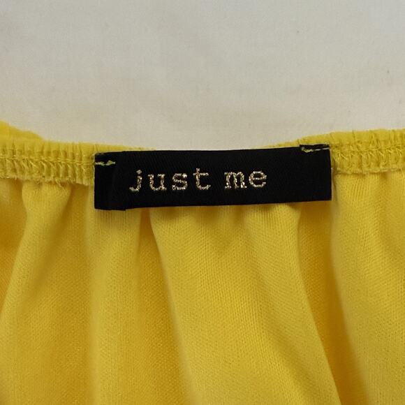 Just Me - Womens Off The Shoulder Yellow Tiered Ruffle Midi Dress - Size Medium - Picture 3 of 4